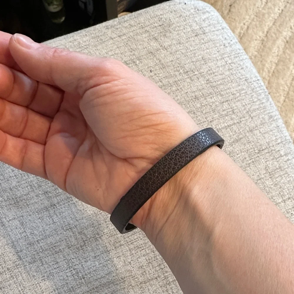 Brown Leather Bracelet with Black magnetic Clasp